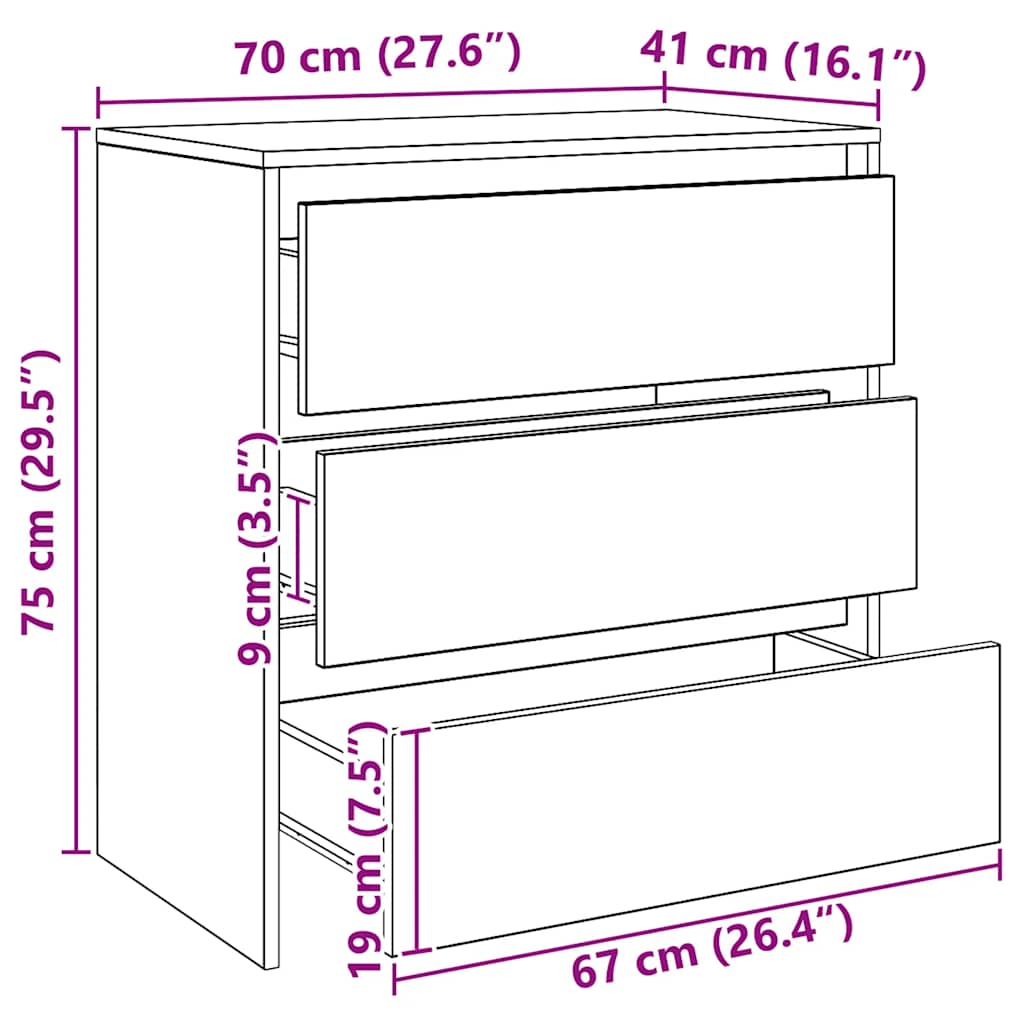 Sideboard Artisan-Eiche 70x41x75 cm Holzwerkstoff