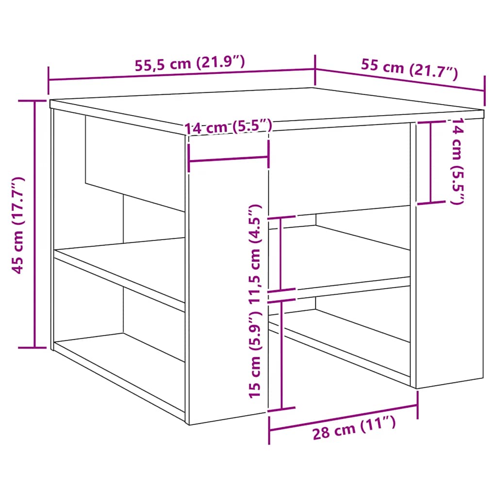 Couchtisch Artisan-Eiche 55,5x55x45 cm Holzwerkstoff