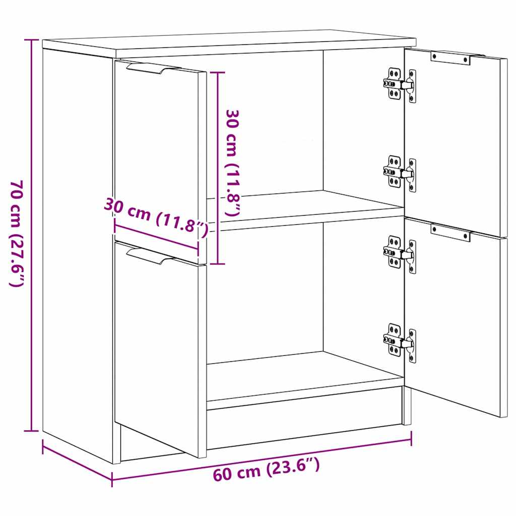 Sideboard Artisan-Eiche 60x30x70 cm Holzwerkstoff