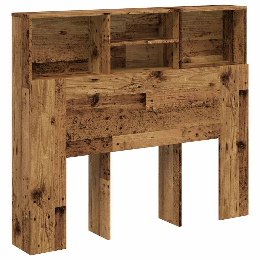 Bett-Kopfteil mit Ablagen Altholz-Optik 120x19x103,5 cm