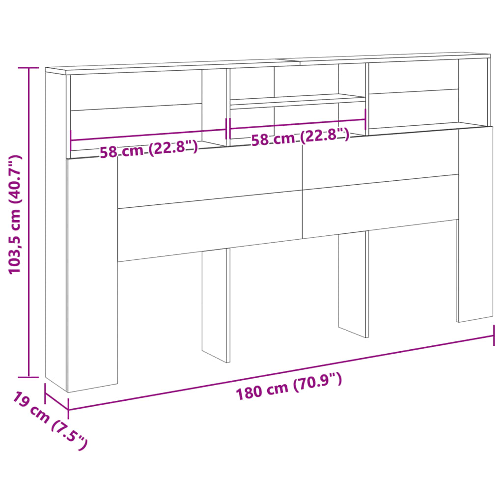 Kopfteilschrank Artisan-Eiche 180 x 19 x 103,5 cm Holzwerkstoff