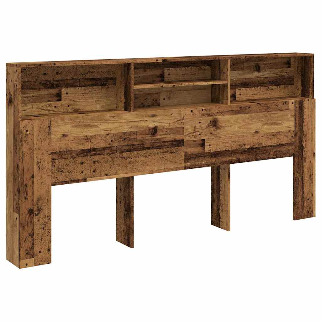 Bett-Kopfteil mit Ablagen Altholz-Optik 200x19x103,5 cm