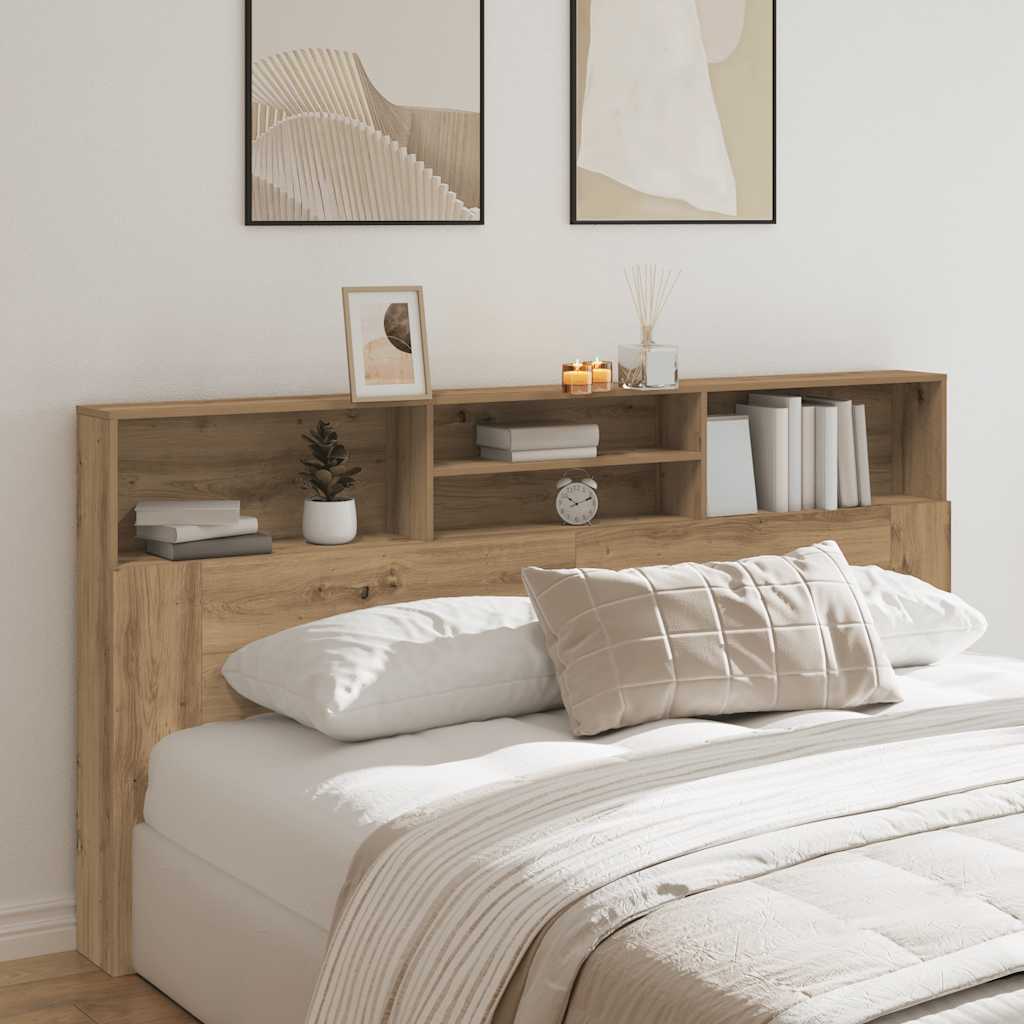 Bett-Kopfteil mit Ablagen Artisan-Eiche 200x19x103,5 cm
