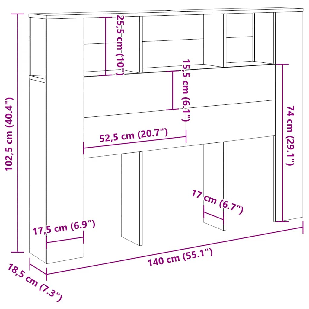 Kopfteilschrank Artisan-Eiche 140x18,5x102,5 cm Holzwerkstoff
