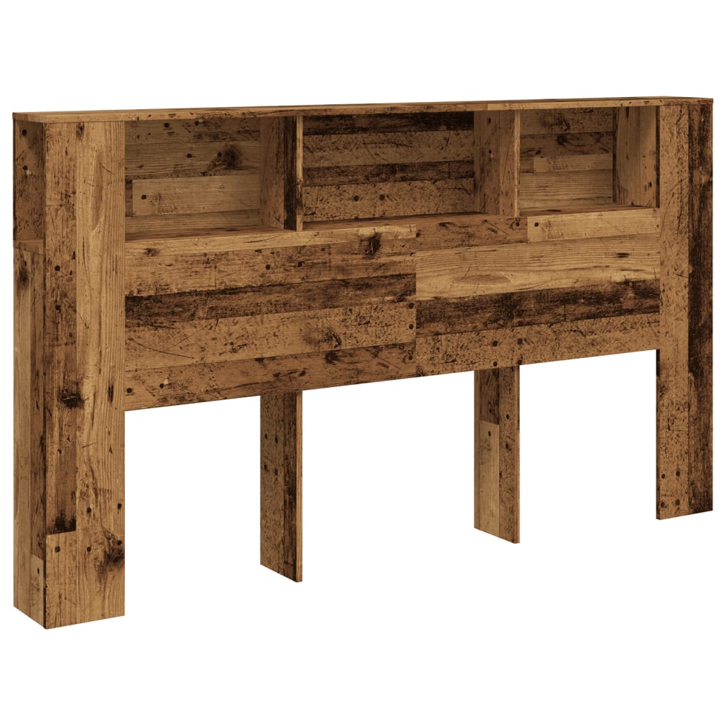 Kopfteil mit Ablagen Altholz-Optik 180x18,5x102,5 cm