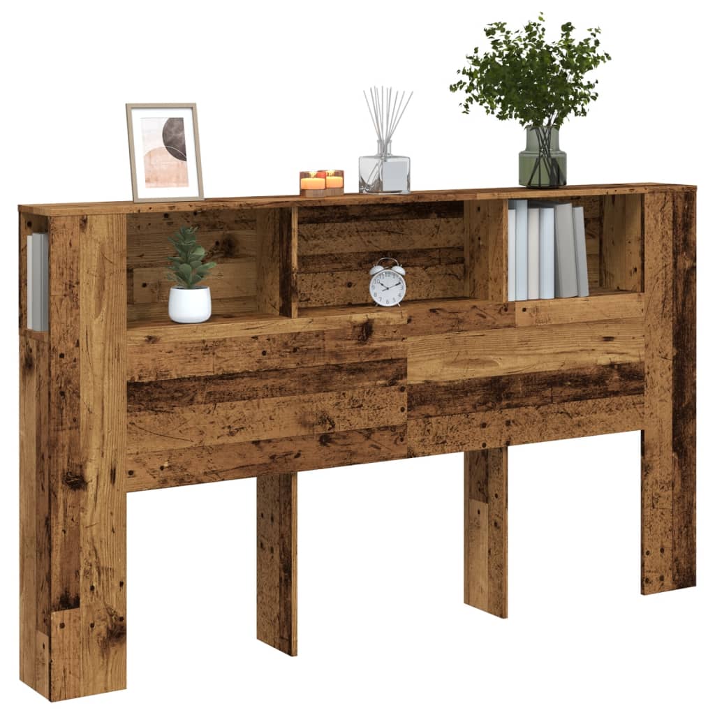 Kopfteil mit Ablagen Altholz-Optik 180x18,5x102,5 cm