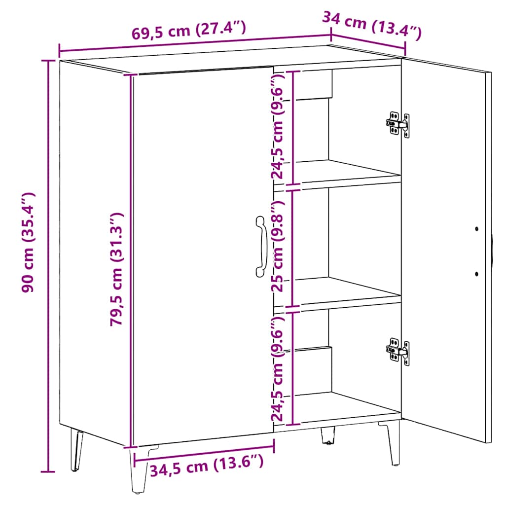 Sideboard Artisan-Eiche 70x34x90 cm Holzwerkstoff