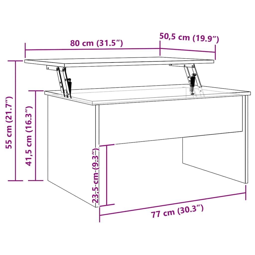 Couchtisch Artisan-Eiche 80x50,5x41,5 cm Holzwerkstoff