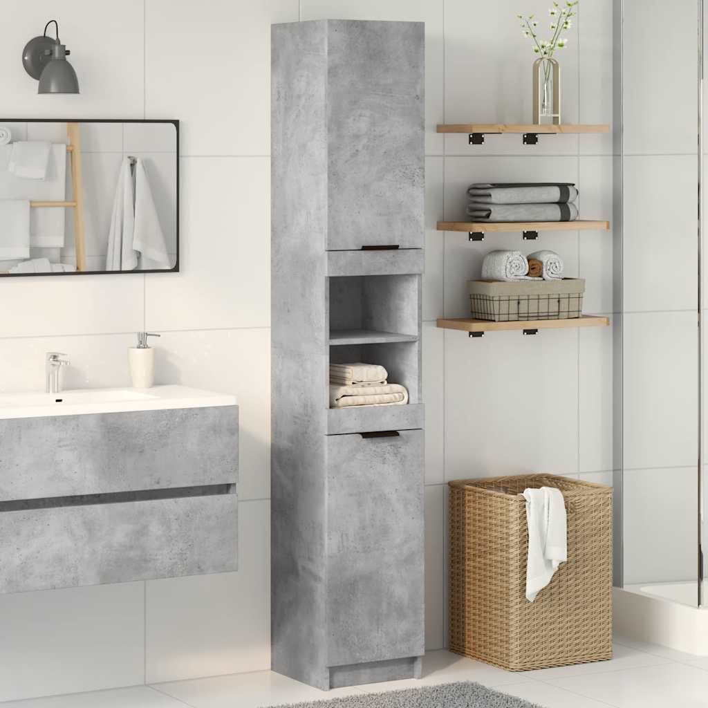 Badschrank Betongrau 32x34x188,5 cm Holzwerkstoff
