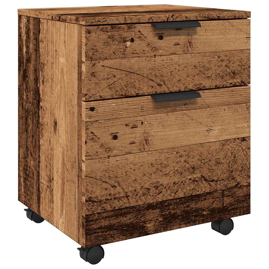 Mobiler Aktenschrank mit Rollen Altholz 45x38x54 cm