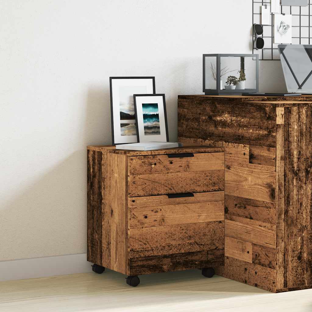 Mobiler Aktenschrank mit Rollen Altholz 45x38x54 cm