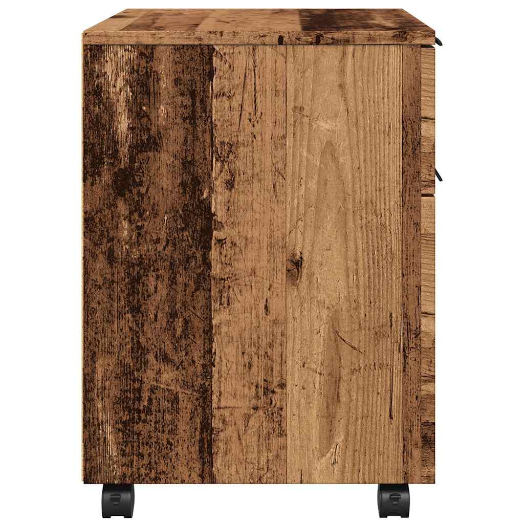 Mobiler Aktenschrank mit Rollen Altholz 45x38x54 cm