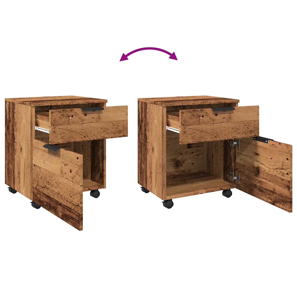 Mobiler Aktenschrank mit Rollen Altholz 45x38x54 cm