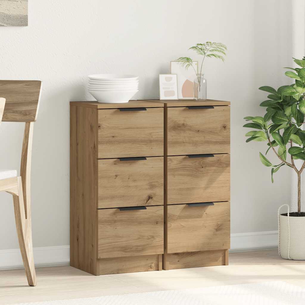 Sideboards 2 Stk. Artisan-Eiche 30x30x70 cm Holzwerkstoff