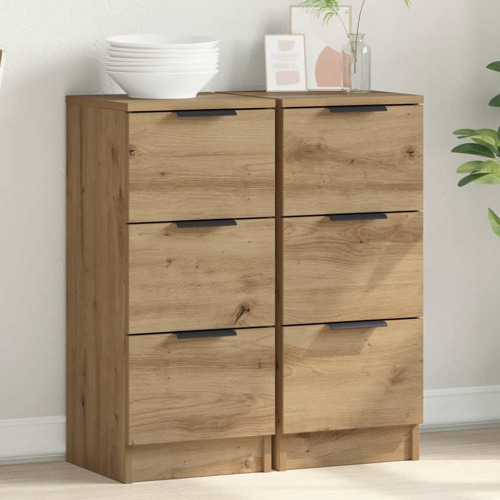 Sideboards 2 Stk. Artisan-Eiche 30x30x70 cm Holzwerkstoff