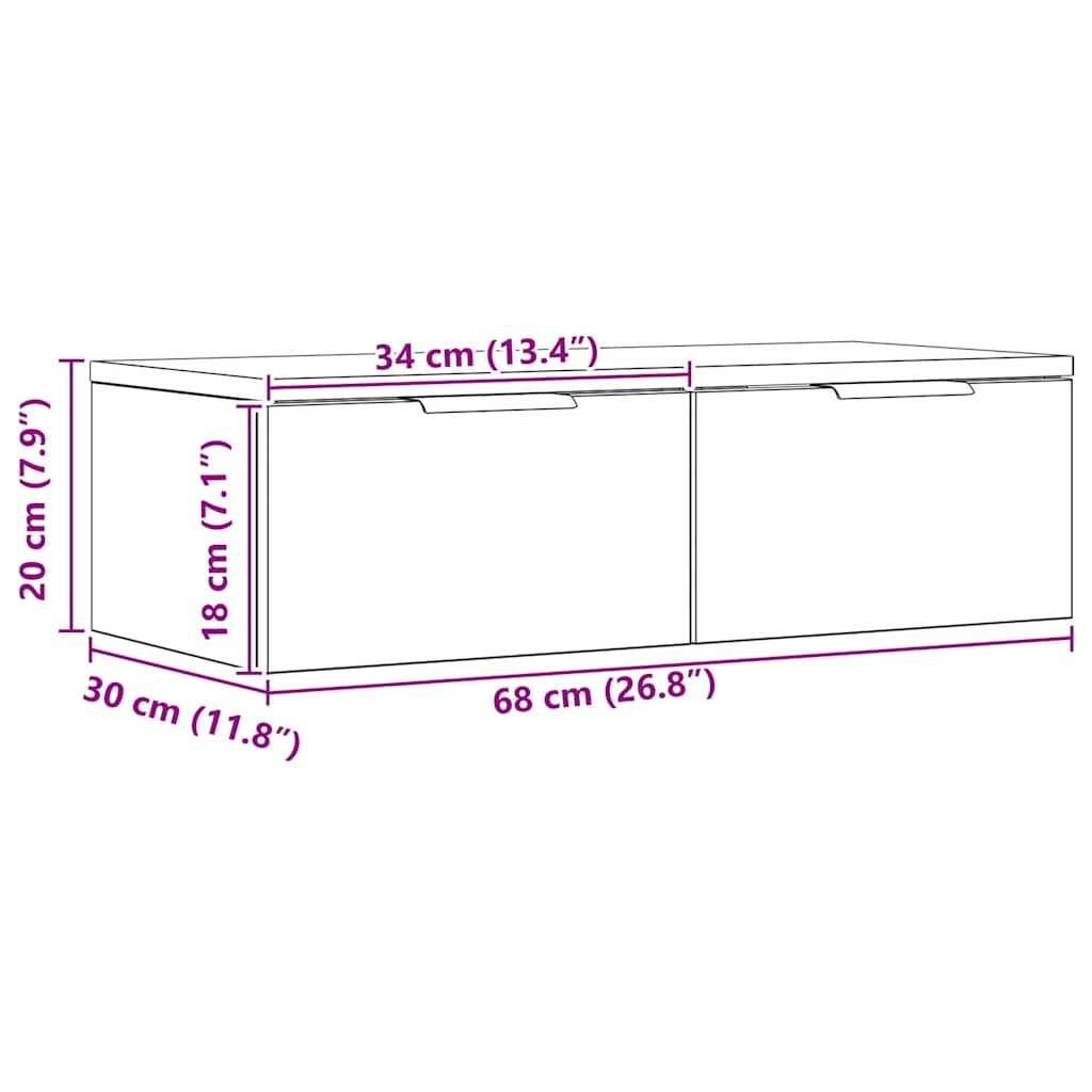 Wandschrank Artisan-Eiche 68x30x20 cm Holzwerkstoff