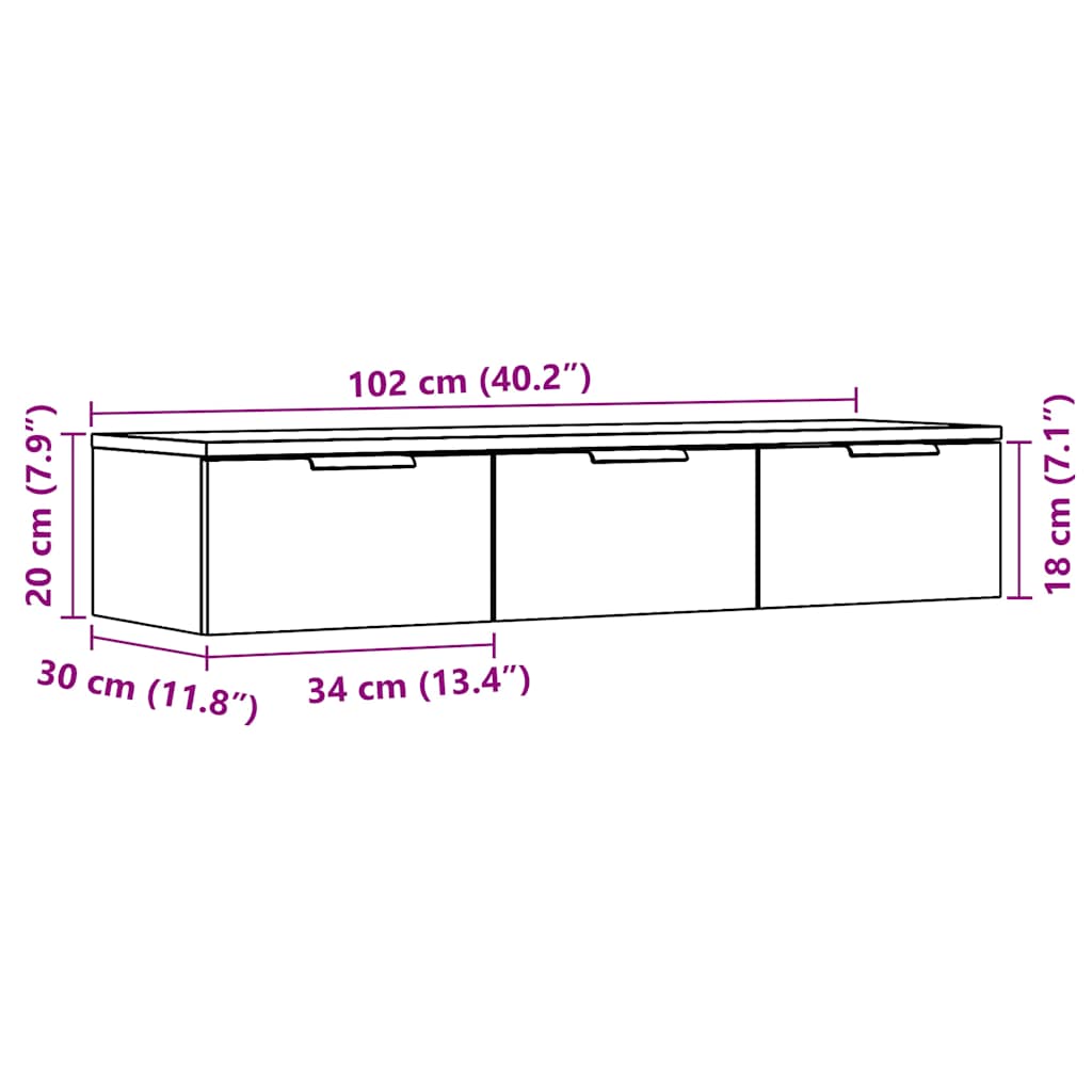 Wandschrank Altholz-Optik 102x30x20 cm Holzwerkstoff