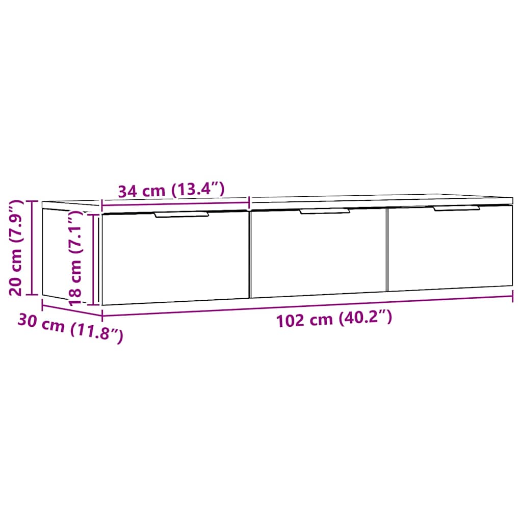 Wandschrank Artisan-Eiche 102x30x20 cm Holzwerkstoff