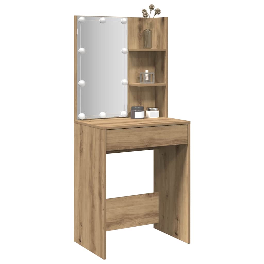 Schminktisch mit LED-Leuchten Artisan-Eiche 60x40x140 cm