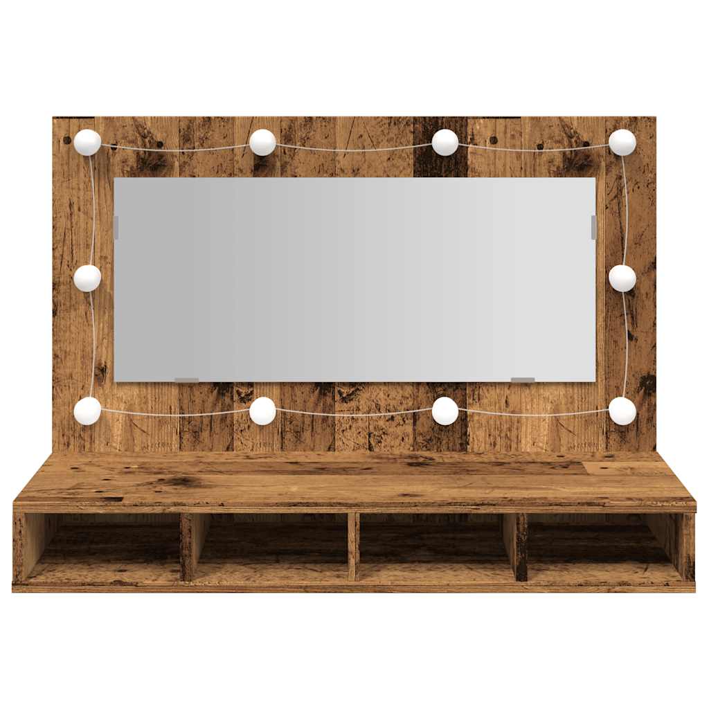 Spiegelschrank mit LED Altholz 90x31,5x62 cm