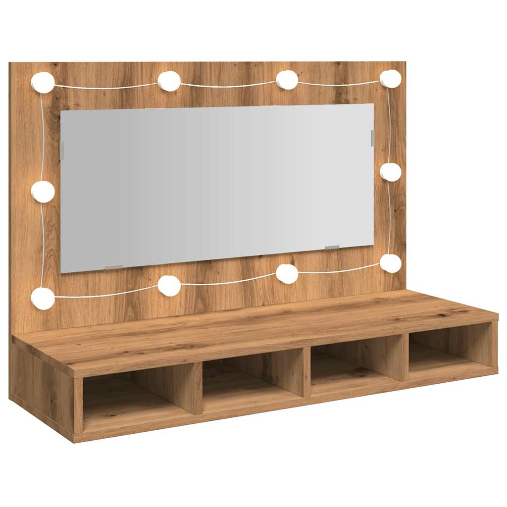 Spiegelschrank mit LED Artisan-Eiche 90 x 31,5 x 62 cm