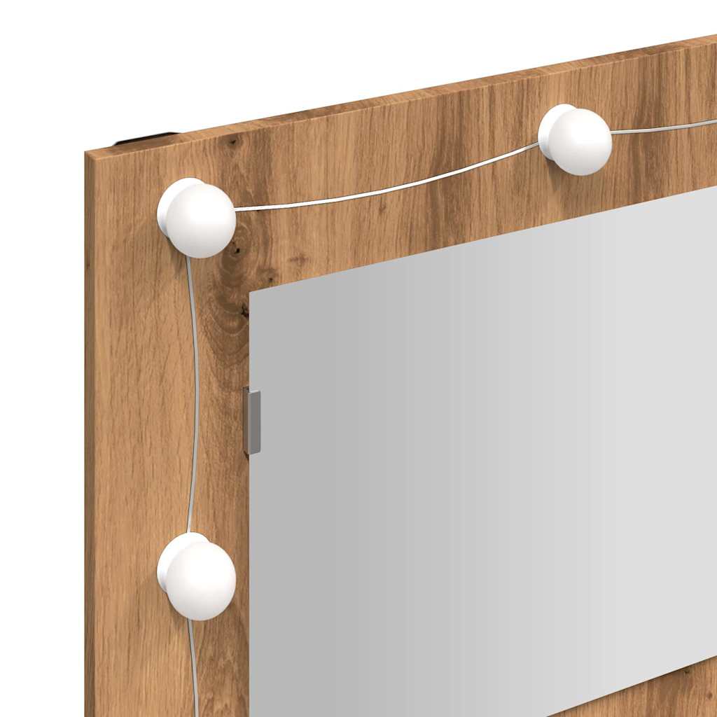 Spiegelschrank mit LED Artisan-Eiche 90 x 31,5 x 62 cm