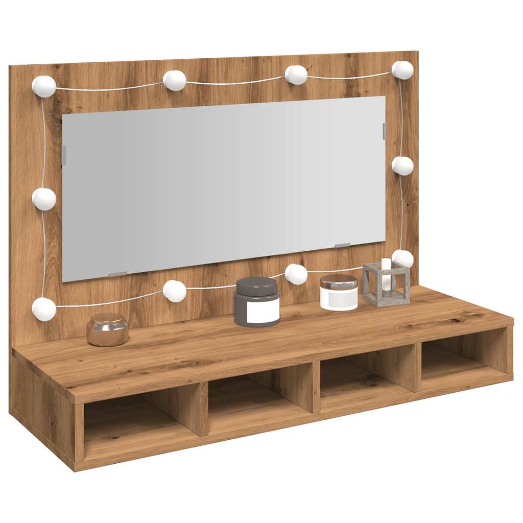 Spiegelschrank mit LED Artisan-Eiche 90 x 31,5 x 62 cm