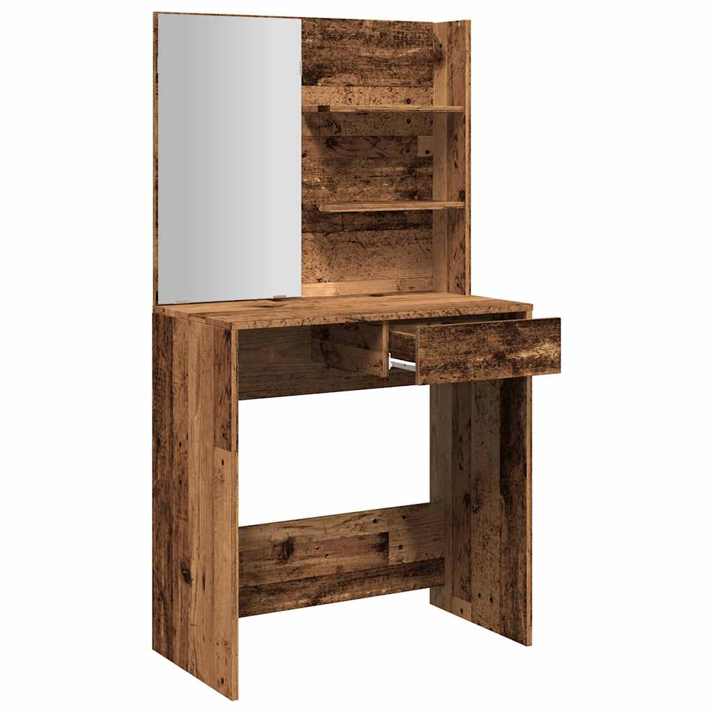 Schminktisch mit Spiegel Altholz-Optik 74,5x40x141 cm