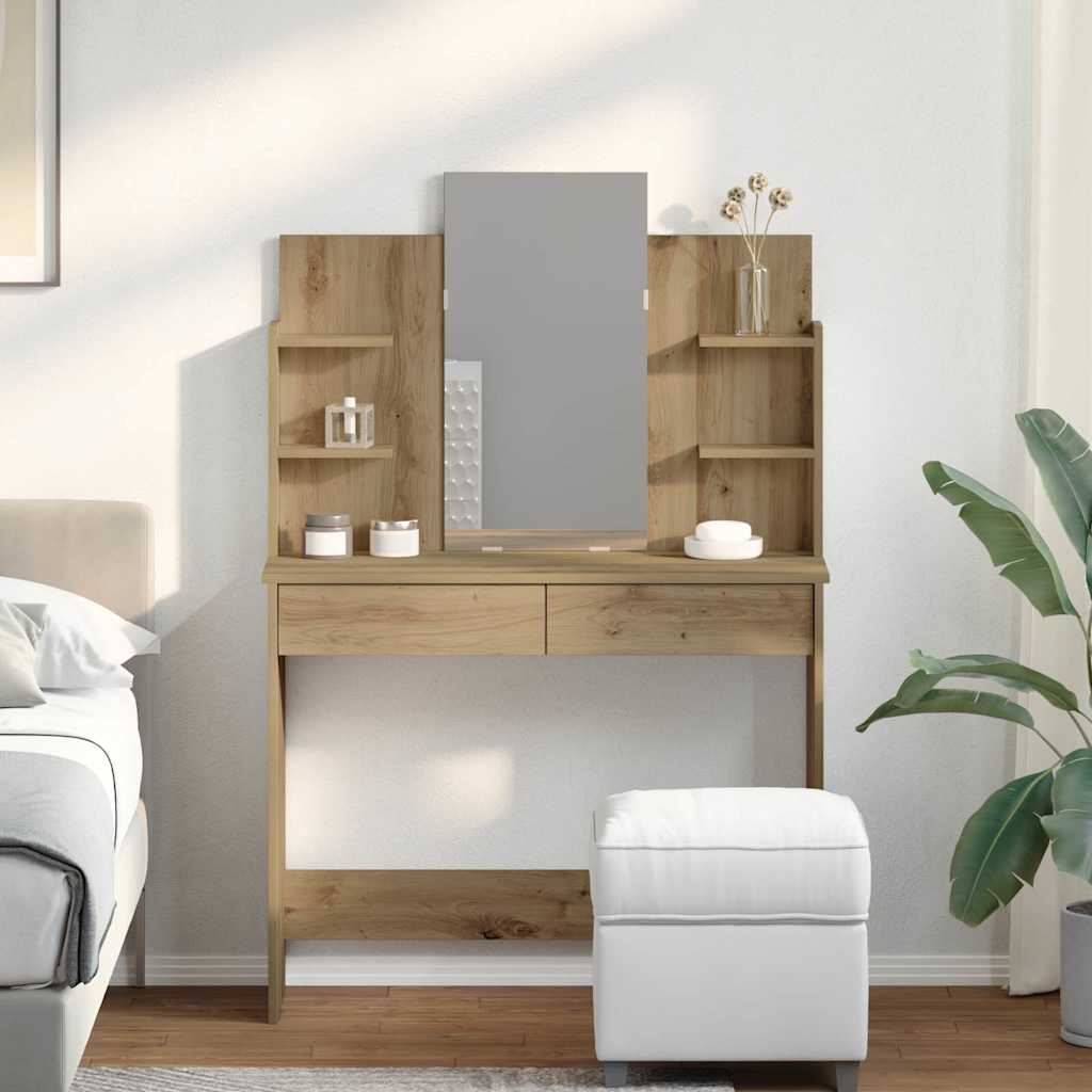 Schminktisch mit Spiegel Artisan-Eiche 96x39x142 cm