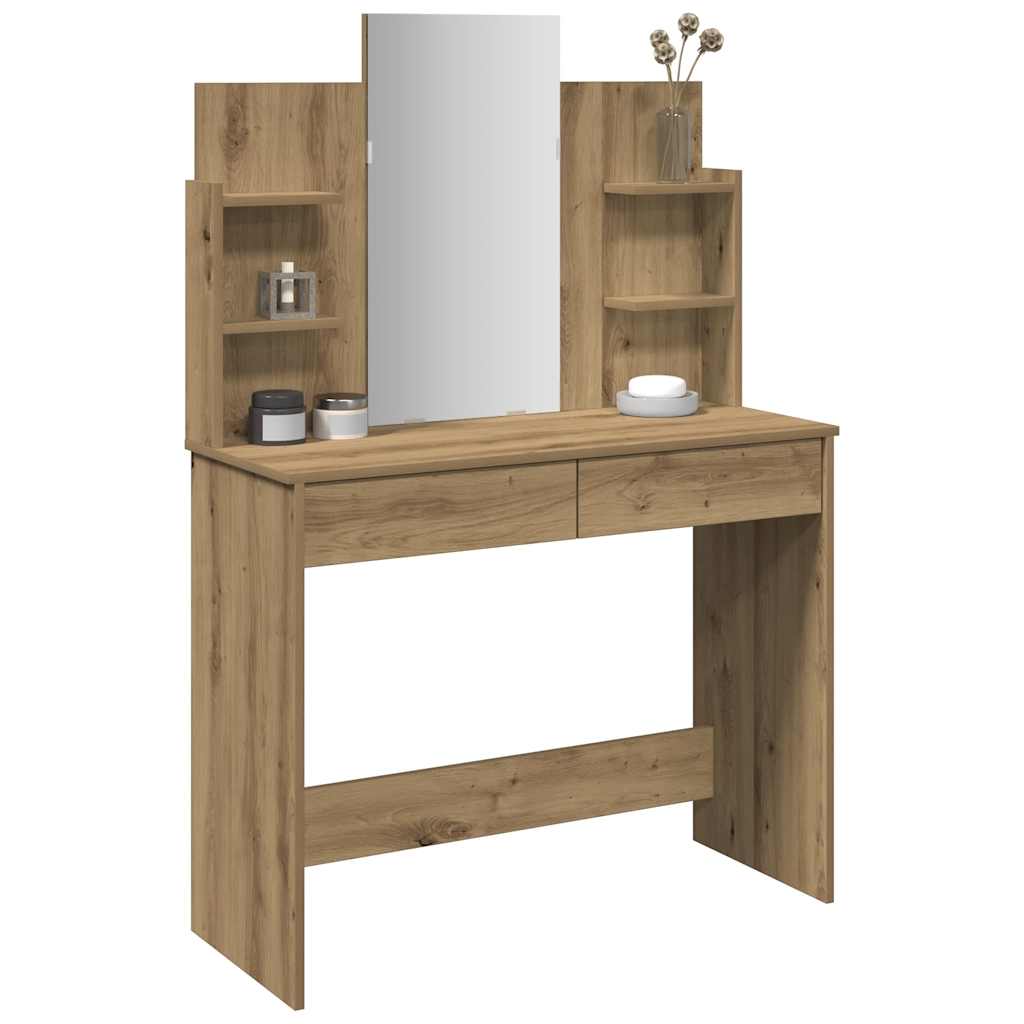 Schminktisch mit Spiegel Artisan-Eiche 96x39x142 cm