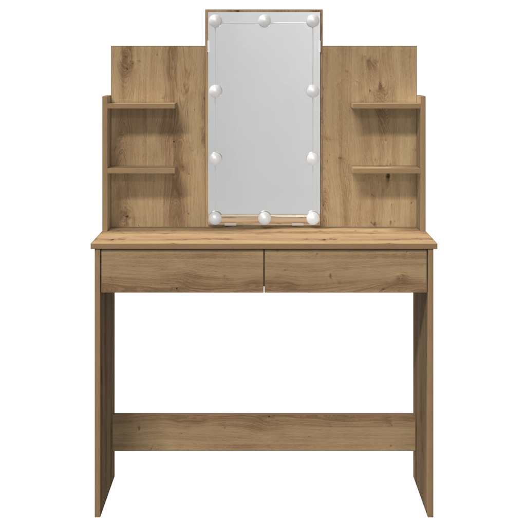 Schminktisch mit LED-Leuchten Artisan-Eiche 96x40x142 cm