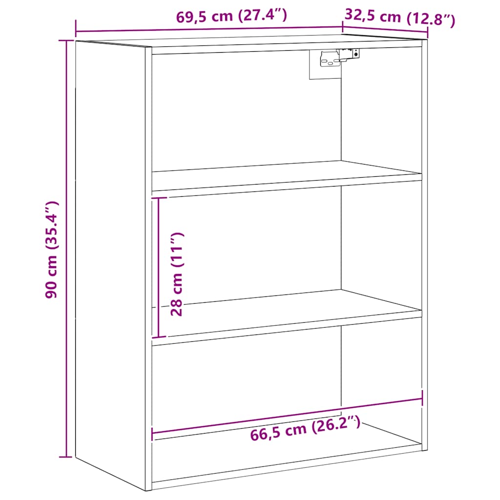 Wandregal Artisan-Eiche 69,5x32,5x90 cm