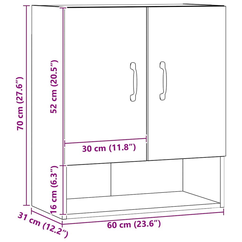 Wandschrank Artisan-Eiche 60x31x70 cm Holzwerkstoff