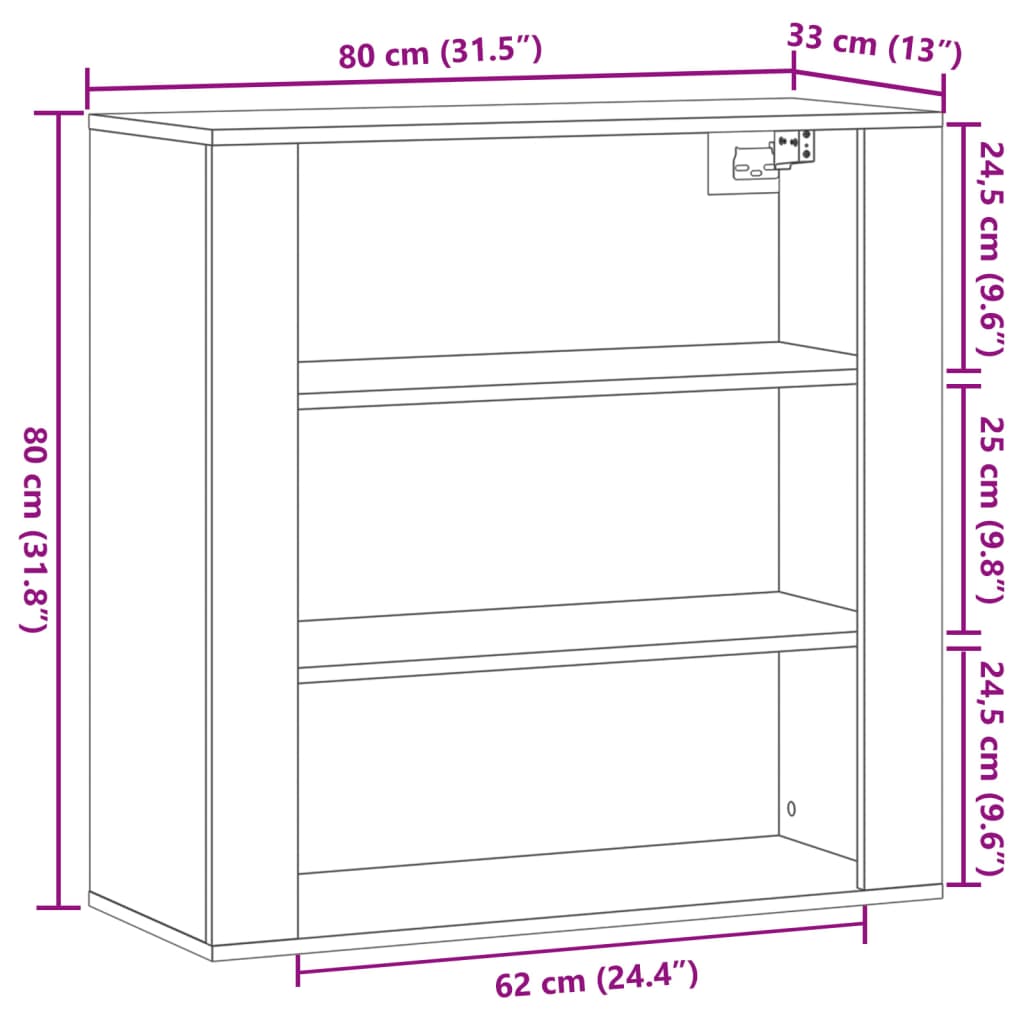 Wandschrank Altholz-Optik 80x33x80 cm Holzwerkstoff