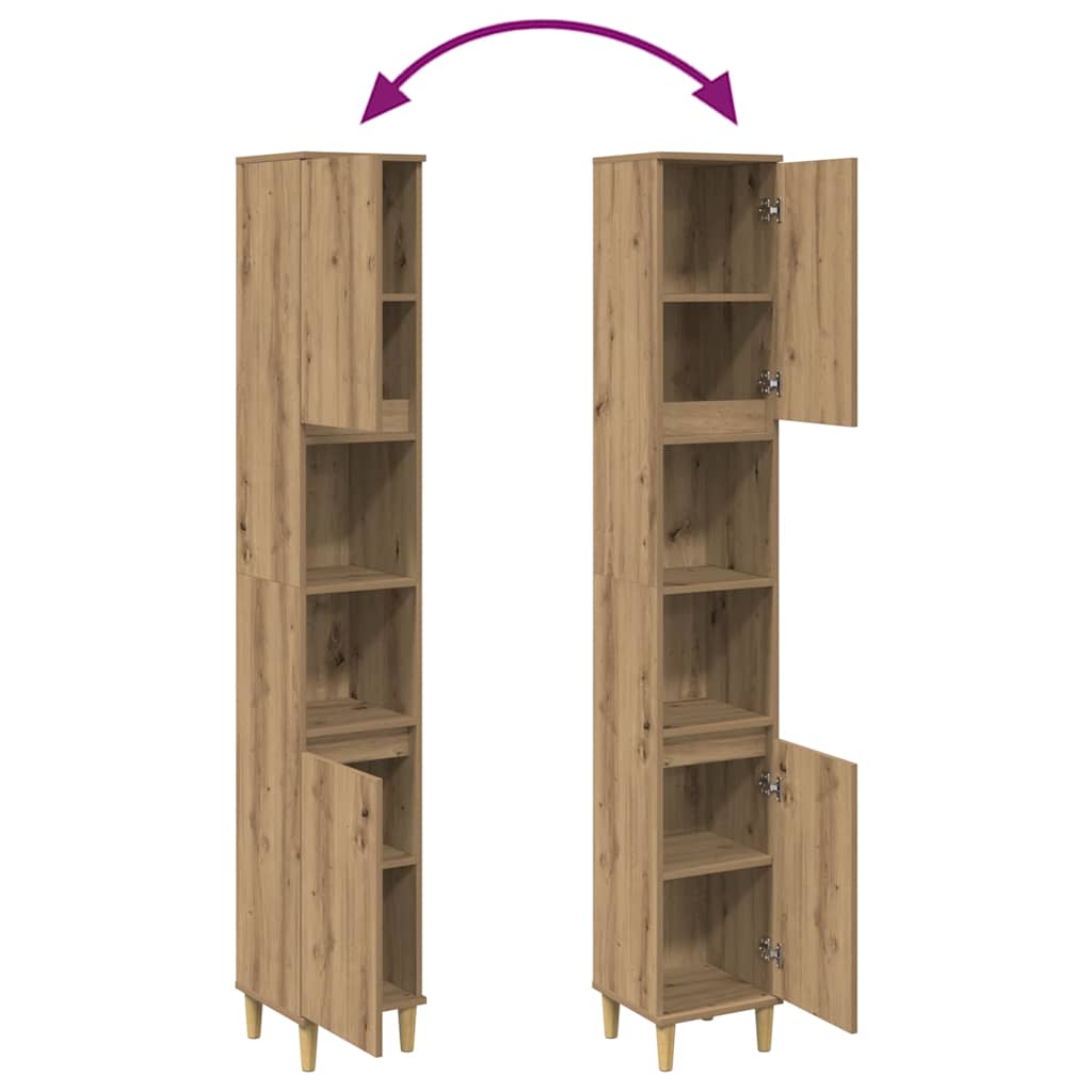 Badschrank Artisan-Eiche 30x30x190 cm Holzwerkstoff