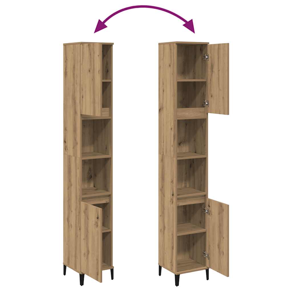 Badschrank Artisan-Eiche 30x30x190 cm Holzwerkstoff