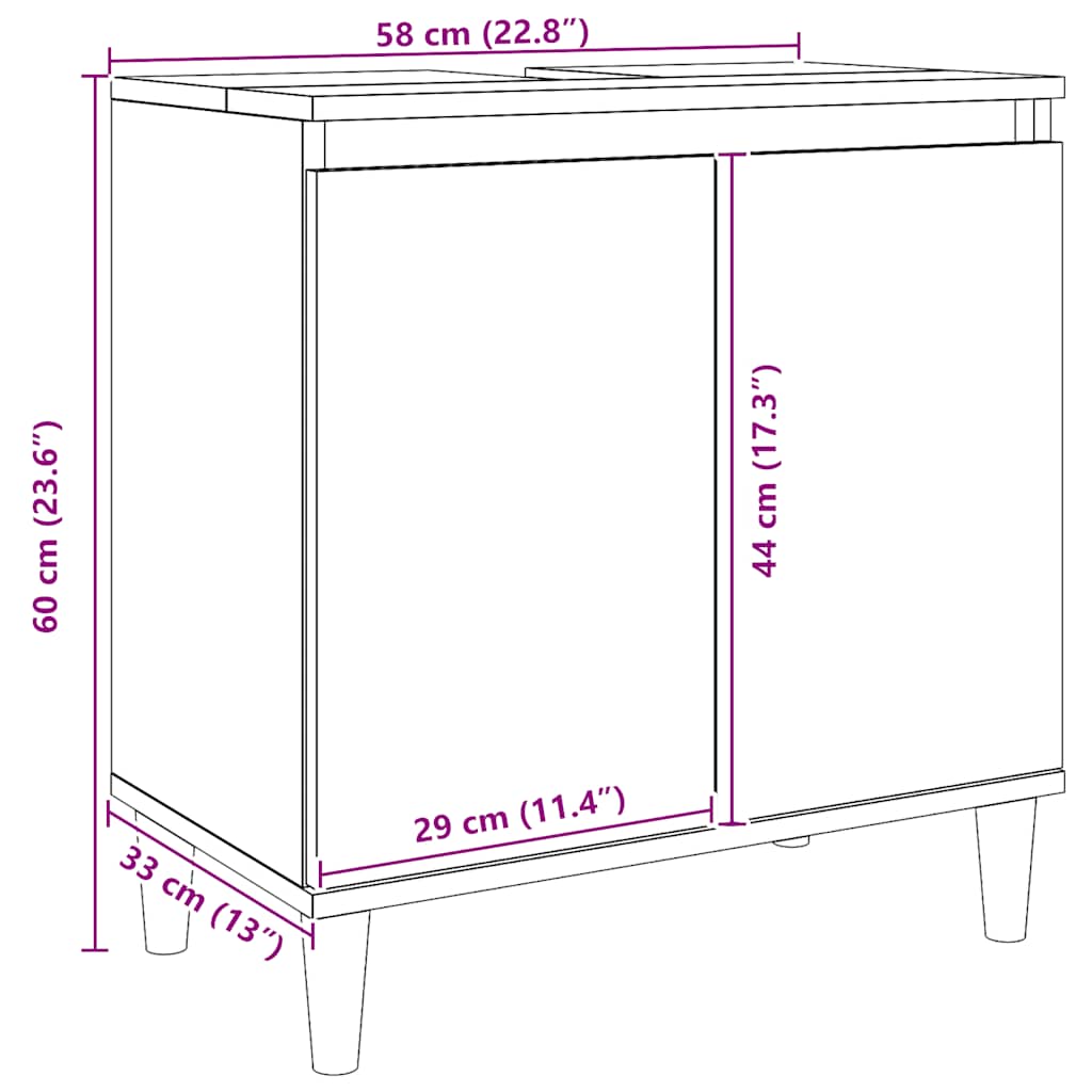 Waschbeckenunterschrank Artisan-Eiche 58x33x60 cm Holzwerkstoff
