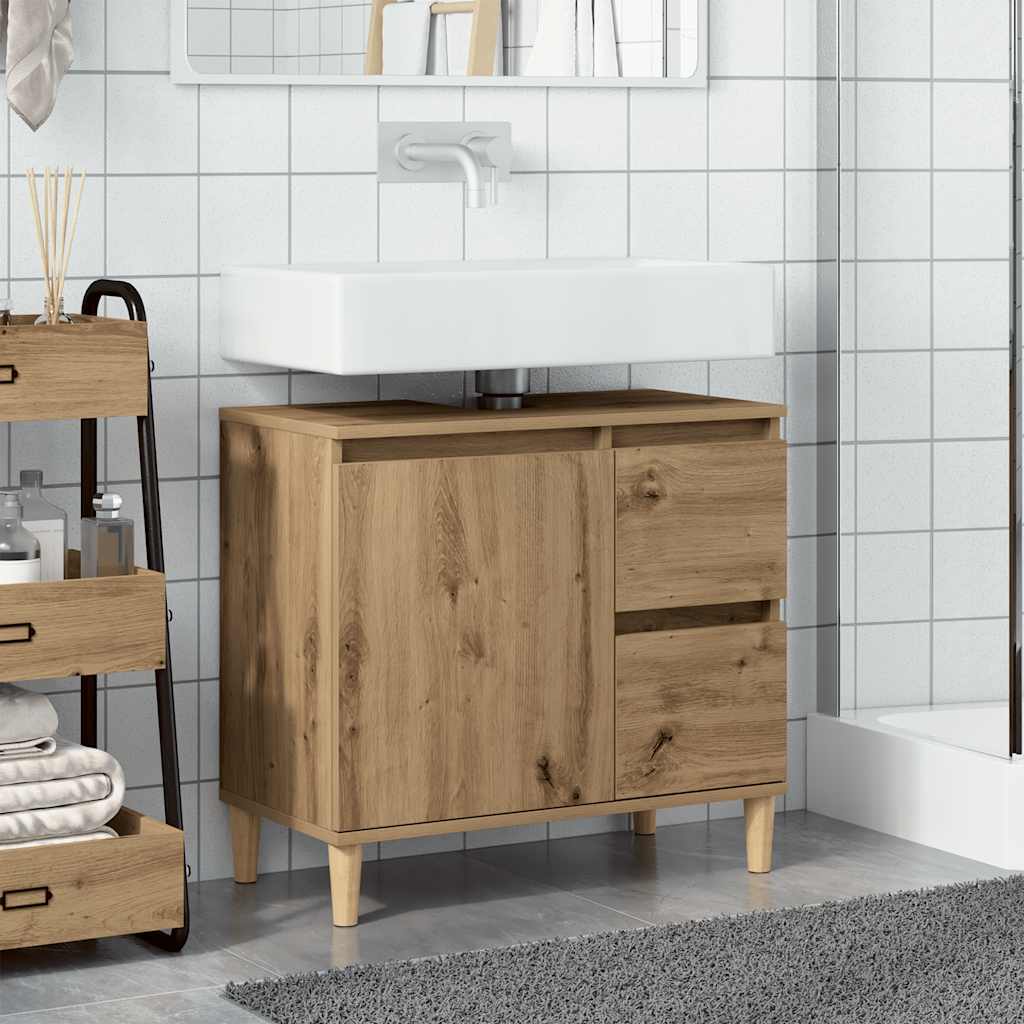 Waschbeckenunterschrank Artisan-Eiche 65x33x60 cm Holzwerkstoff