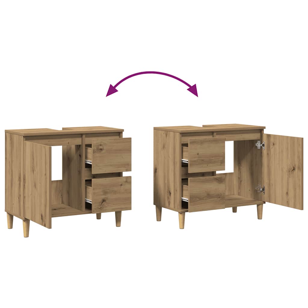 Waschbeckenunterschrank Artisan-Eiche 65x33x60 cm Holzwerkstoff