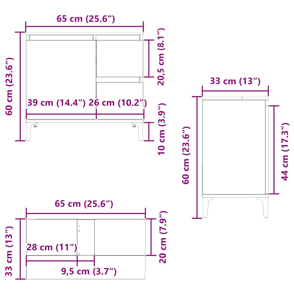 Waschbeckenunterschrank Altholz-Optik 65x33x60 cm Holzwerkstoff