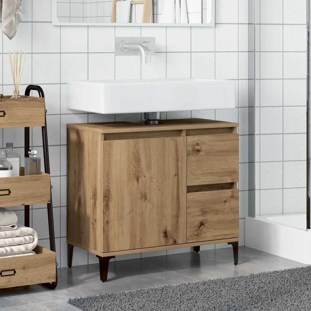 Waschbeckenunterschrank Artisan-Eiche 65x33x60 cm Holzwerkstoff