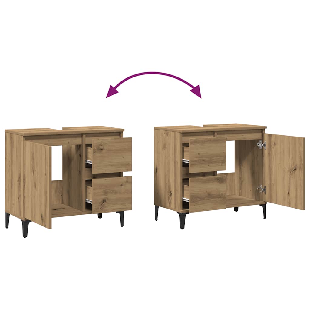 Waschbeckenunterschrank Artisan-Eiche 65x33x60 cm Holzwerkstoff