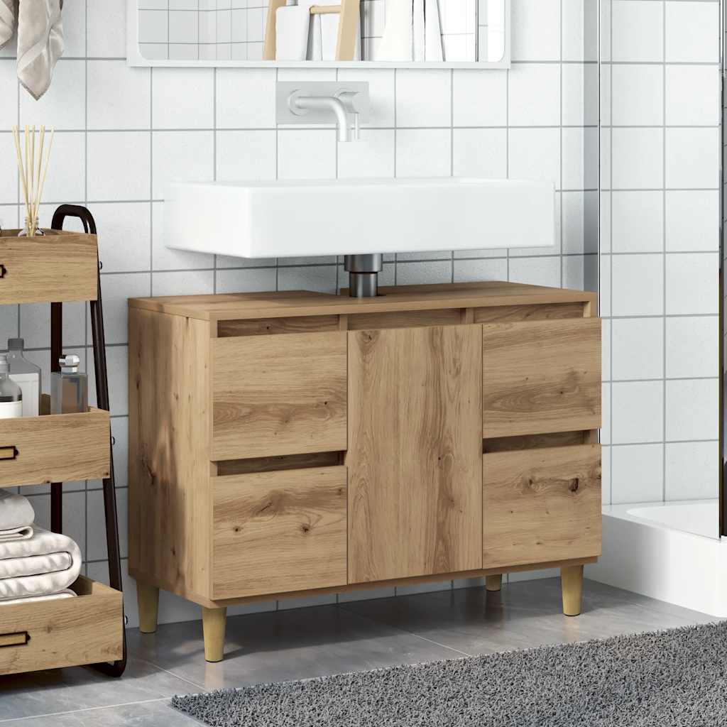 Waschbeckenunterschrank Artisan-Eiche 80x33x60 cm Holzwerkstoff