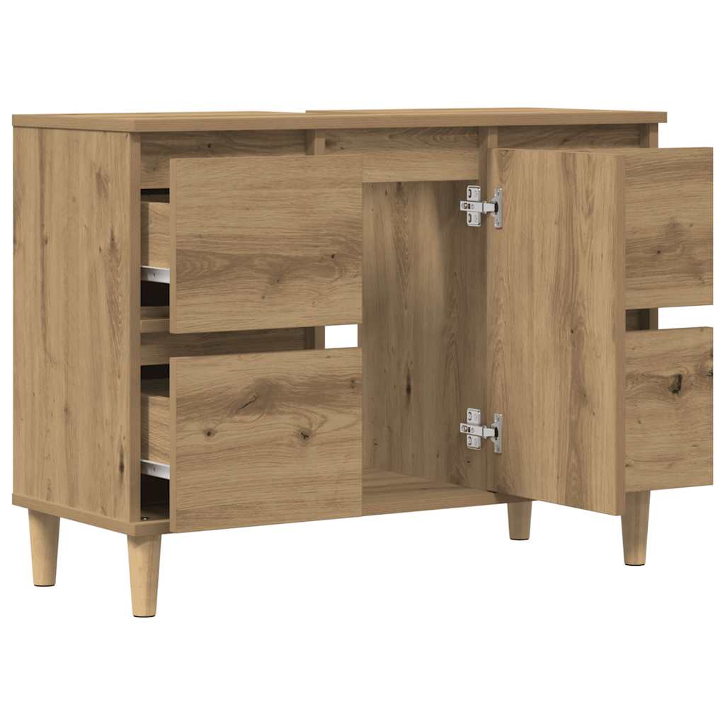 Waschbeckenunterschrank Artisan-Eiche 80x33x60 cm Holzwerkstoff