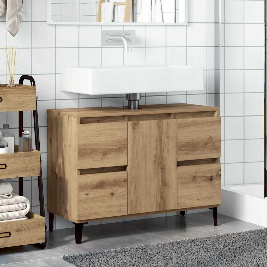 Waschbeckenunterschrank Artisan-Eiche 80x33x60 cm Holzwerkstoff