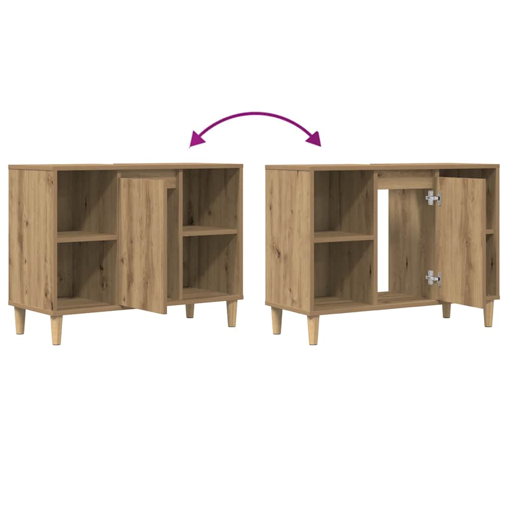 Badschrank Braun Artisan-Eiche 80x33x60 cm Holzwerkstoff