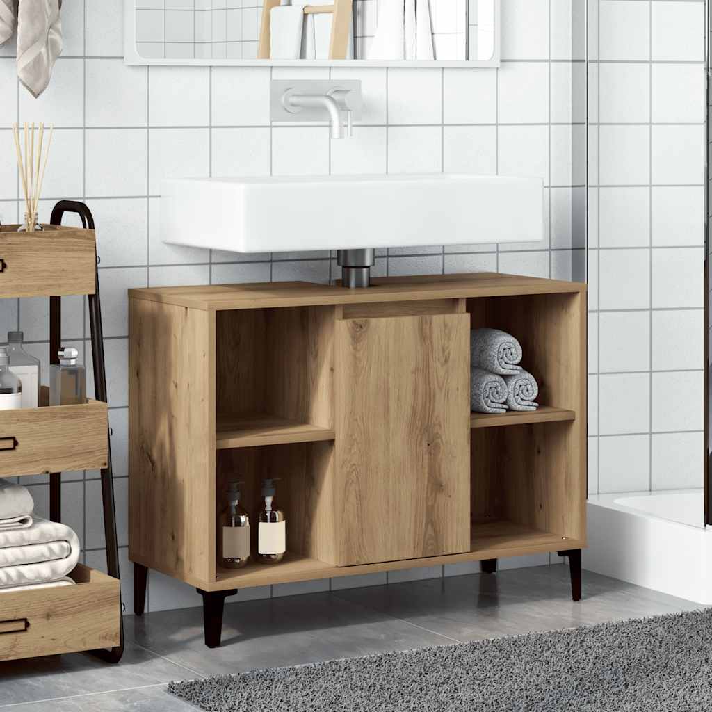 Waschbeckenunterschrank Artisan-Eiche 80x33x60 cm Holzwerkstoff