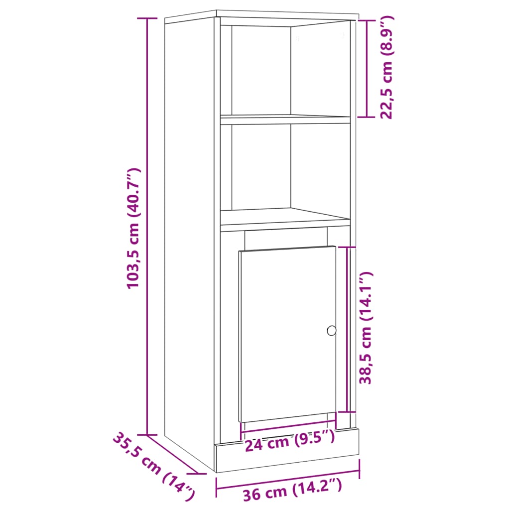 Highboard Altholz-Optik 36x35,5x103,5 cm Holzwerkstoff