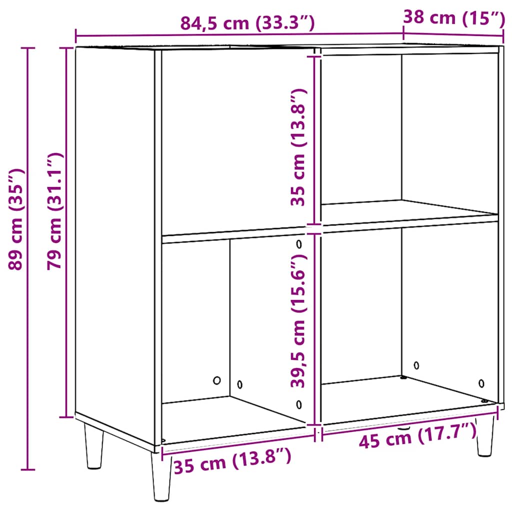 Plattenschrank Artisan-Eiche 84,5x38x89 cm Holzwerkstoff