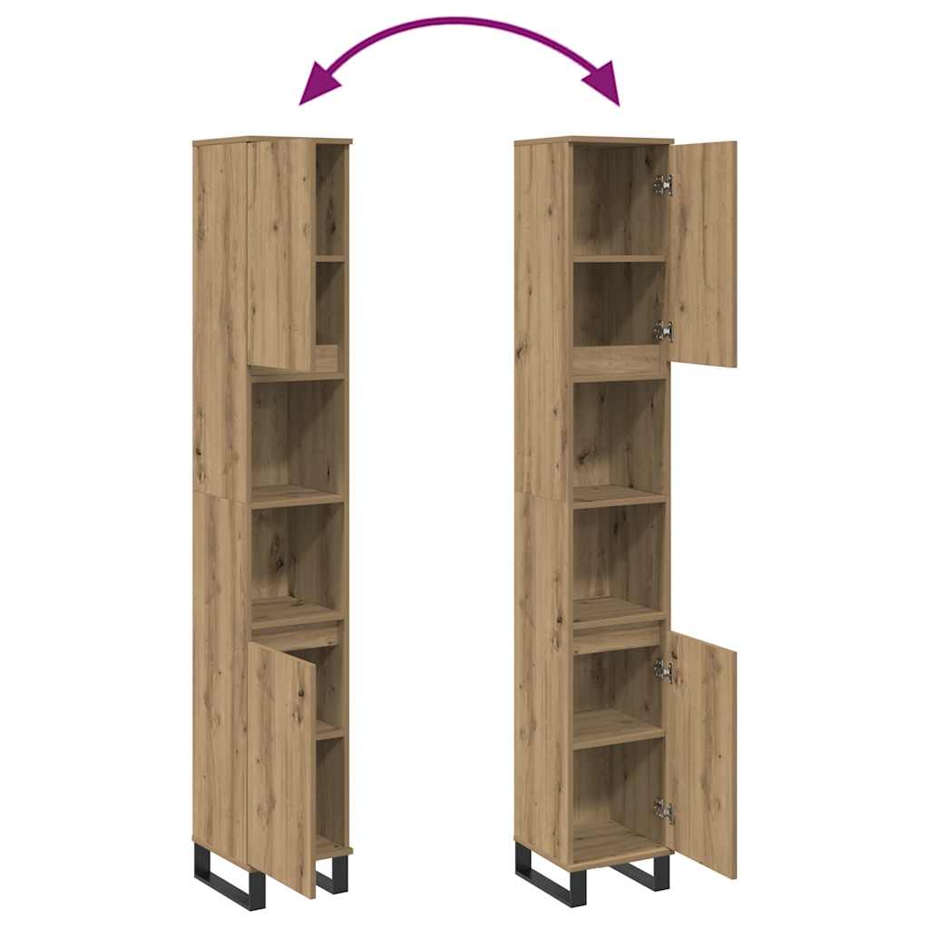 Badschrank Artisan-Eiche 30x30x190 cm Holzwerkstoff
